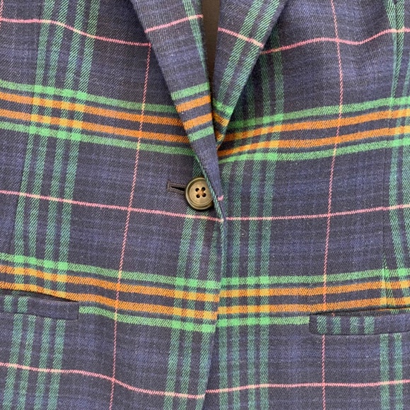 Merona Blazer Plaid Blue Green Women’s Size 4 – Like New - Picture 13 of 14